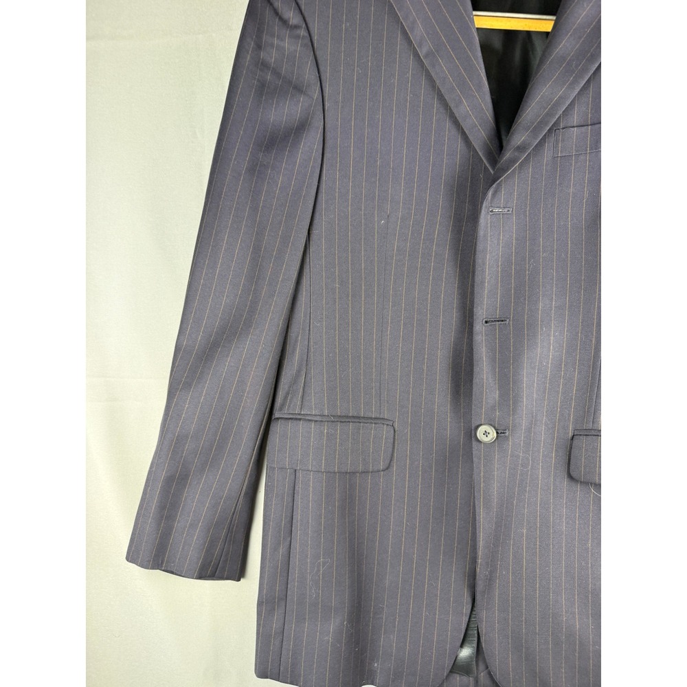 Banana Republic Mens 38R Modern Fit Pinstripe Blazer 100% Wool Navy Blue Jacket - Picture 3 of 12